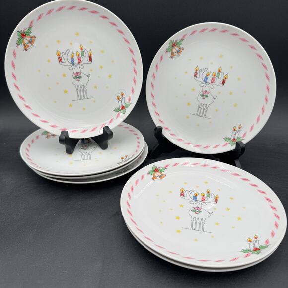 Set of 4 Vintage Christmas Holiday Plates Toscany Collection Salad Luncheon - Picture 1 of 6